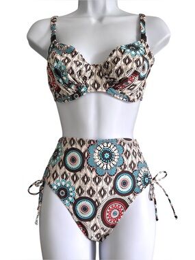 Fantasie Bra Sized Bikini Set Multicolor Underwire Swimwear 32DDD Top S Bottom
